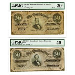 C.S.A., 1864 $50, T-66 Banknote Pair