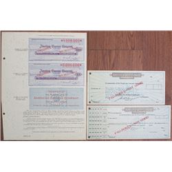 American Express Co. Specimen Facsimile Travelers Cheque Page & Cheque Pair, ca. 1919-1946