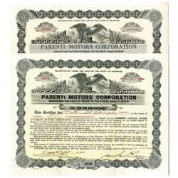 Parenti Motors Corp. Issued Bond Pair, ca. 1920-1921