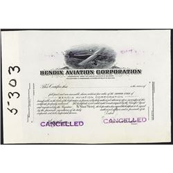 Bendix Aviation Corp., ca.1920-1930's Proof Stock Certificate