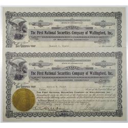 First National Securities Co. of Wallingford, Inc., 1934 I/U Stock Certificate Pair