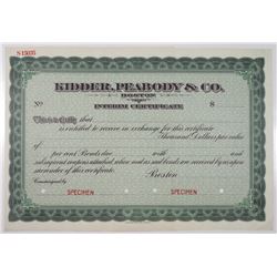 Kidder, Peabody & Co., ca.1900-20 Specimen Interim Certificate