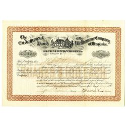Endowment Fund of the Life Insurance Co. of Virginia, 1893 Stock Certificate
