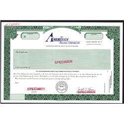 AmeriTrade Holding Corp., 1990s Class A Specimen Stock Certificate, XF