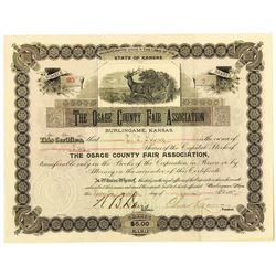 Osage County Fair Association 1897 I/U Stock Certificate