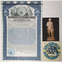 Trustees of Columbia College in the City of New York, 1909 U/U Bond, Vintage Columbia University Dec