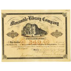 Mercantile Library Co. 1876 I/U Stock Certificate