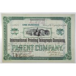 International Printing Telegraph Co. 1881 I/U Stock Certificate