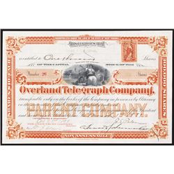 Overland Telegraph Co. 1899 I/U Stock Certificate.