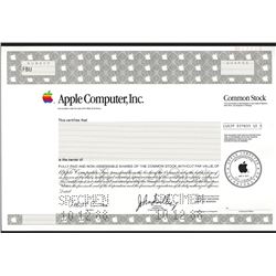 Apple Computer, Inc. 1988 Specimen Stock Certificate.