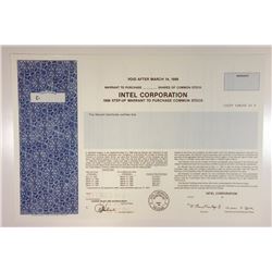 Intel Corporation, 1993 Specimen Stock Warrant Certificate