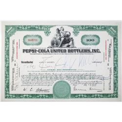Pepsi-Cola United Bottlers, Inc. 1959 Stock Certificate Signed by Participants of R.M. Smythe's Firs