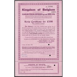 Kingdom of Belgium, 4% Bonds of 1936 Specimen.