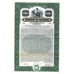 Republica de Columbia, 1922 Specimen Bond