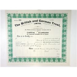 British and German Trust, Ltd. 1926 Specimen Stock Certificate