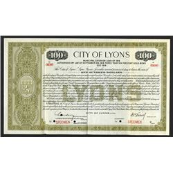 City of Lyons 1916 Specimen Bond