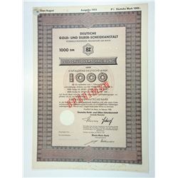 Deutsche Gold- Und Silber-Scheideanstalt, Specimen German Bond, 1953