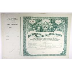 England. France. National Skating Palace Ltd. 1895 Share Certificate.