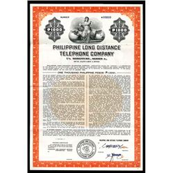 Philippine Long Distance Telephone Co. 1958. Specimen Bond.