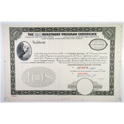 IOS Investment Program Specimen Certificate, ca.1960s Cornfeld & Vesco Scam Stock.