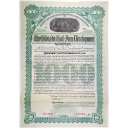 Colorado Coal and Iron Development Co. 1892 Specimen Bond