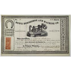 Howe Horseshoe and Machine Co. 1868 I/C Stock Certificate