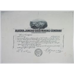 Alaska Juneau Gold Mining Co. 1900-1920's Progress Proof Stock Certificate