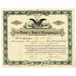 Penn Yan Co. 1895 I/U Stock Certificate