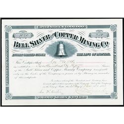 Bell Silver and Copper Mining Co., I/U Stock Certificate.