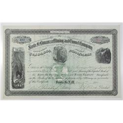Santa Fe Bonanza Mining and Tunnel Co. 1881 I/U Stock Certificate