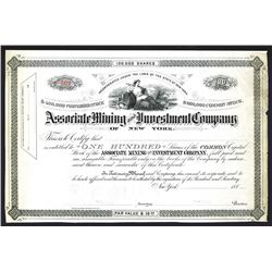 Associate Mining and Investment Co., 1880's Specimen Stock Certificate.