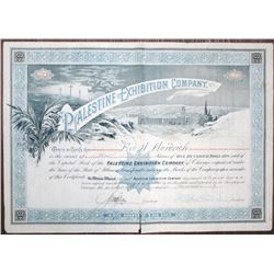 Palestine Exhibition Co. 1888 I/U Stock Certificate Signed by Lawrence Earle