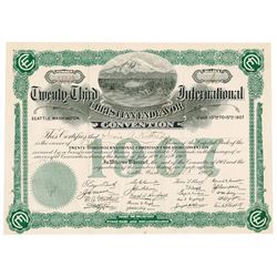 Twenty-Third International Christian Endeavor Convention, 1907 Issued Certificate
