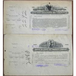 Guffey Gillespie Oil Co. and Guffey Gillespie Gas Products Co., 1918 Progress Proof Stock Pair