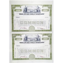 Pure Oil Co. Specimen Uncut Stock Certificate Pair