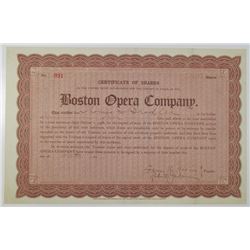 Boston Opera Co. 1910 I/U Stock Certificate