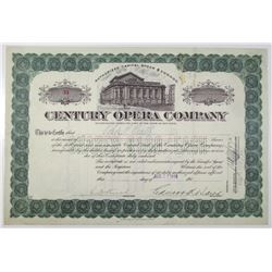 Century Opera Co. 1913 I/U Stock Certificate Signed by Edward Kellogg Baird as President.