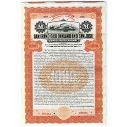 San Francisco, Oakland and San Jose Consolidated Railway 1908 Specimen Bond