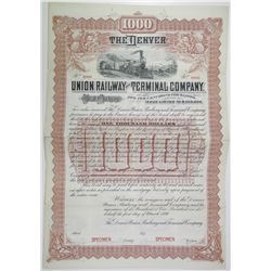 Denver Union Railway and Terminal Co., 1890 Specimen Bond Rarity