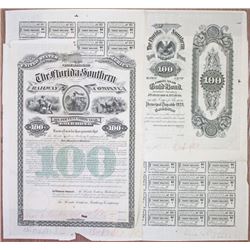 Florida Southern Railway Company, 1883 Unique Approval Proof Bond.