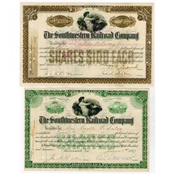 Southwestern Railroad Co., 1897-1903 I/C Pair of Stock Certificates