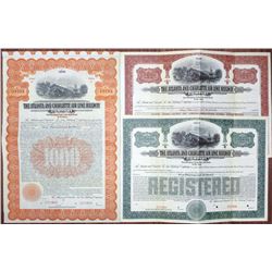 Atlanta and Charlotte Air Line Railway Co., 1914 "Series B" Specimen Bond Trio