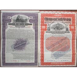 Chicago and North Western Railway Co., 1891 and 1920 Specimen Bond Pair
