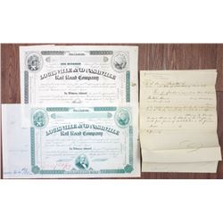 Louisville and Nashville Rail Road Co., 1880 Unique Approval Proof Stock Certificate Pair With Produ