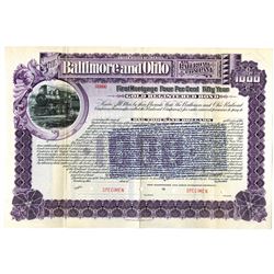 Baltimore and Ohio Railroad Co 1898 Specimen Bond Rarity With Overprint of Interest Rate Raised to 5