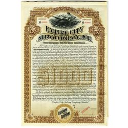 Empire City Subway Co., Ltd. 1892 Specimen Bond