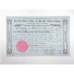 Lake Ontario, Auburn, and New York Railroad Co. 1856 I/U Stock Certificate