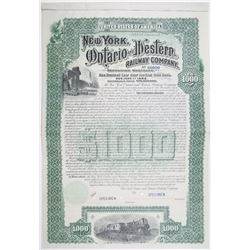 New York, Ontario and Western Railway Co. 1892 Specimen Bond