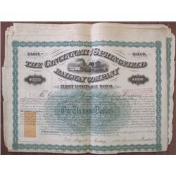 Cincinnati and Springfield Railway Co. 1871 Issued Bond Group of 25