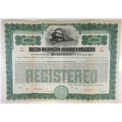 Oregon-Washington Railroad & Navigation Co. 1911 Specimen Bond.